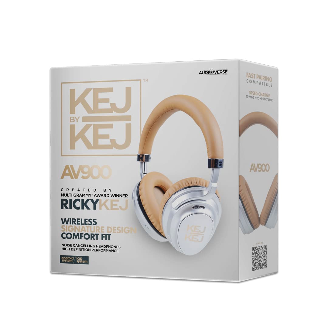 KEJBYKEJ® India's 1st and Only Headphone Brand Created by a Grammy® Winning Artist | AV900 ANC | Beige | Designed by 3X Grammy® Award Winner Ricky Kej | 20 Hours of Playtime | Android or iOS | Beige Colour