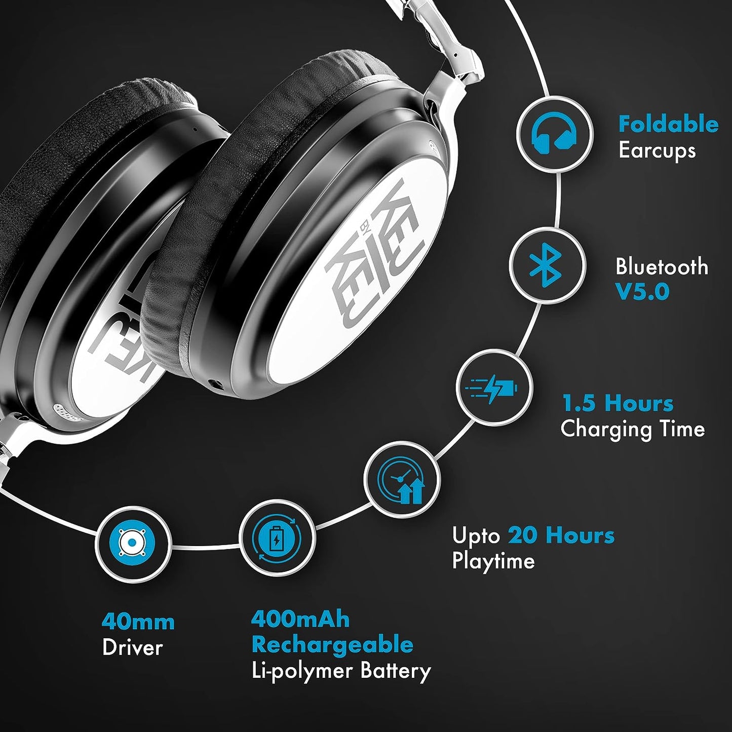 KEJBYKEJ® India's 1st and Only Headphone Brand Created by a Grammy® Winning Artist | AV900 ANC | Beige | Designed by 3X Grammy® Award Winner Ricky Kej | 20 Hours of Playtime | Android or iOS | Midnight Black Colour