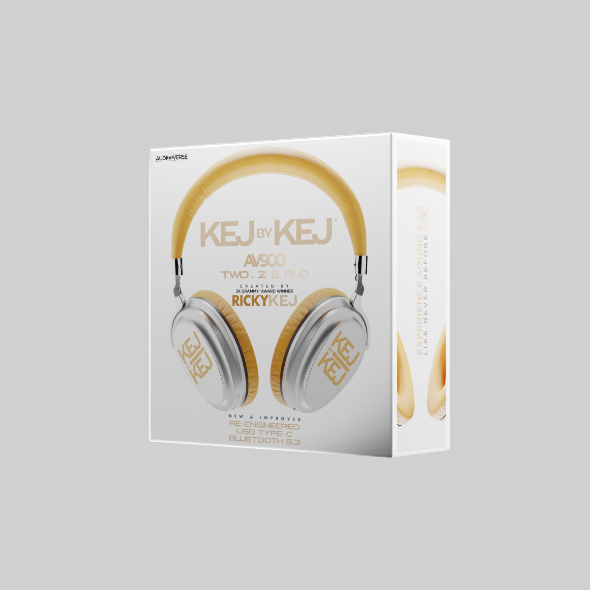 KEJBYKEJ® India's 1st and Only Headphone Brand Created by a 3X Grammy® Winning Artist Ricky Kej | AV900 ANC Version 2.0 | Bluetooth v5.2 | USB-C | Beige | 20 Hours Playtime | Android or iOS | | Beige Colour