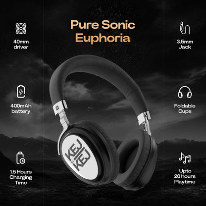 KEJBYKEJ® India's 1st and Only Headphone Brand Created by a 3X Grammy® Winning Artist Ricky Kej | AV900 ANC Version 2.0 | Bluetooth v5.2 | USB-C | Beige | 20 Hours Playtime | Android or iOS | Midnight Black