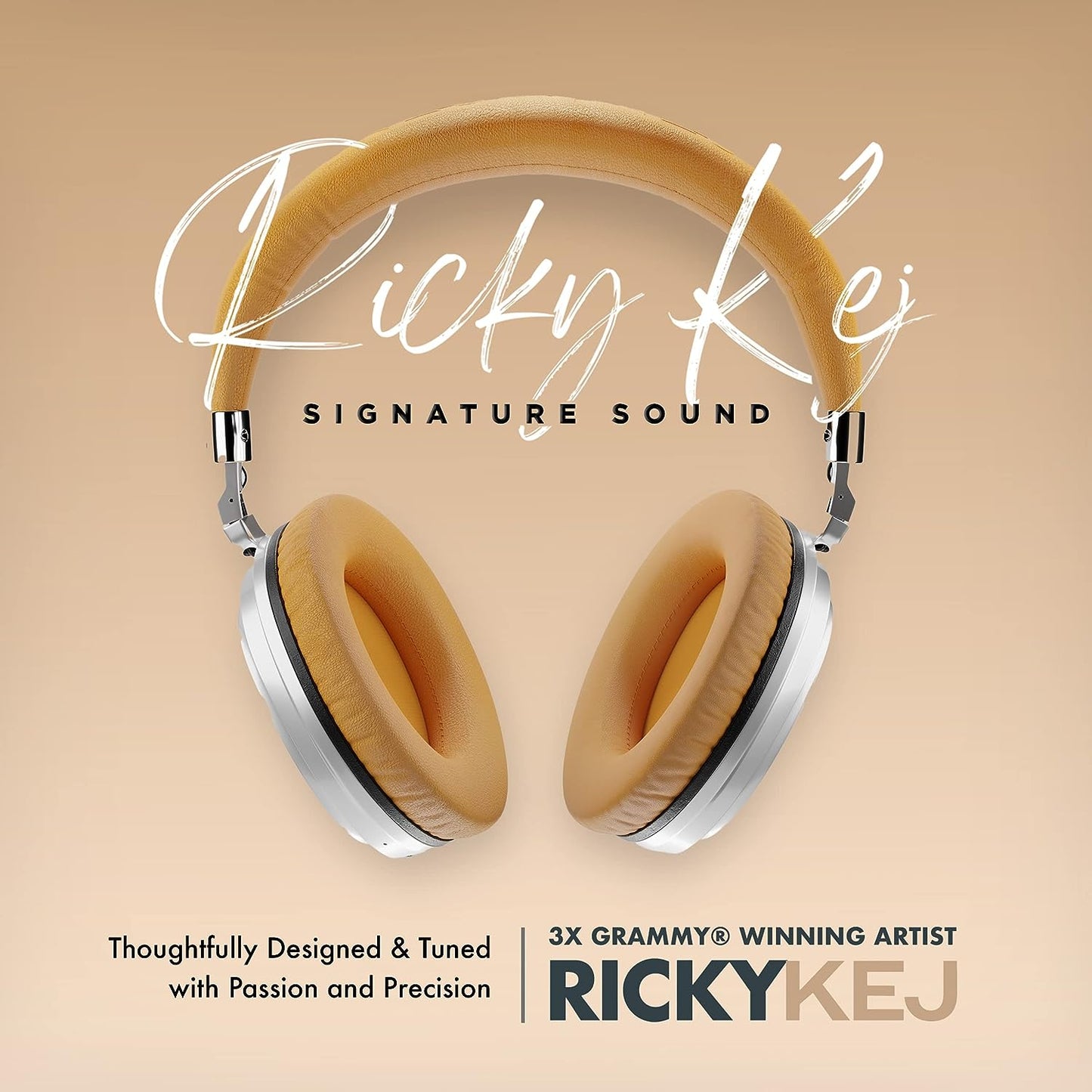 KEJBYKEJ® India's 1st and Only Headphone Brand Created by a Grammy® Winning Artist | AV900 ANC | Beige | Designed by 3X Grammy® Award Winner Ricky Kej | 20 Hours of Playtime | Android or iOS | Beige Colour